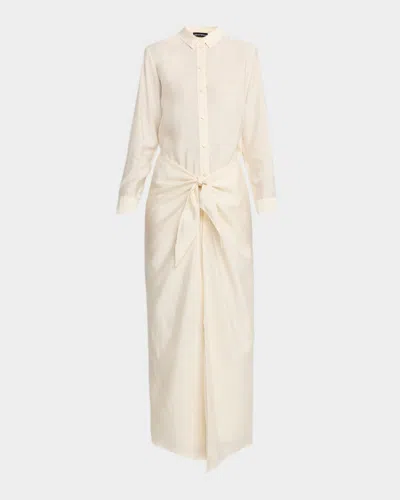 Emporio Armani Viscose Wrap Maxi Shirtdress In White