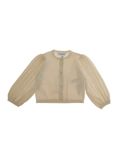 Emporio Armani Viscose-blend With Metallic Shimmer Cardigan In Nude