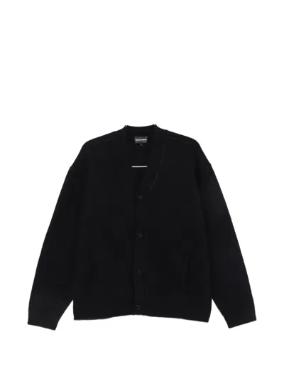 Emporio Armani V-neck Knitted Cardigan In Blue