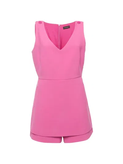 Pre-owned Emporio Armani V-neck Sleeveless Playsuit In Pink