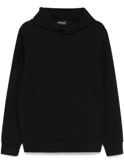 Emporio Armani Waffle-effect Hoodie In Black