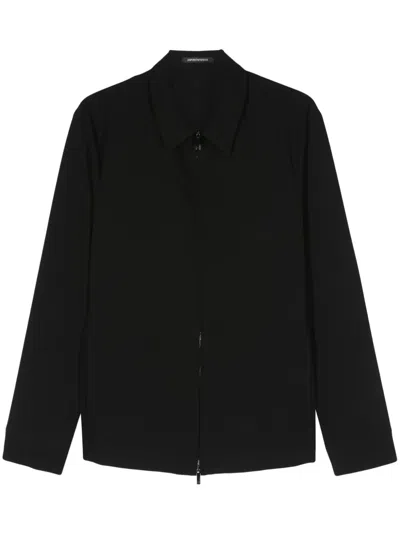 Emporio Armani Waffle-effect Zip-up Jacket In Black
