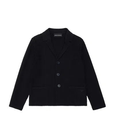 Emporio Armani Kids' Waffle-knit Blazer In Black