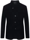 Emporio Armani Patterned-jacquard Jersey Jacket In Blue