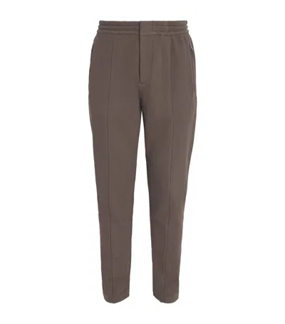 Emporio Armani Waffle-knit Straight Sweatpants In Brown