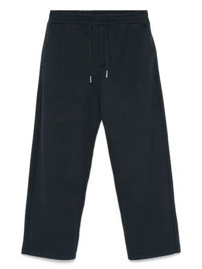 Emporio Armani Waffle-knit Trousers In Navy Blue