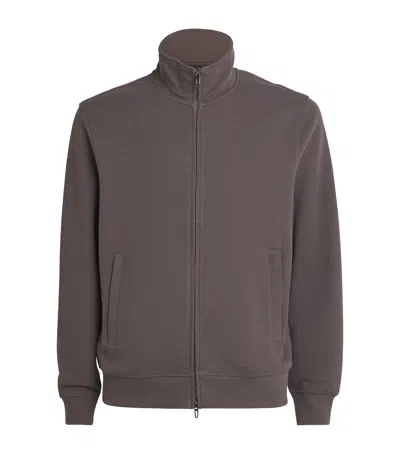 EMPORIO ARMANI WAFFLE-KNIT ZIP-UP SWEATSHIRT