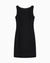 Emporio Armani Waffle-weave Technical Fabric Sheath Dress In Black