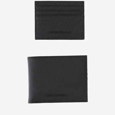 Emporio Armani Wallet And Card Holder Set In Black