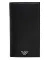 Emporio Armani Official Store Asv Large Currency Holder In Regenerated Saffiano Leather With Eagle Plate In Black