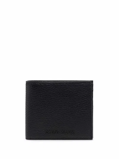 Emporio Armani Logo-embossed Grained Leather Wallet In Red