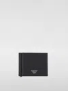 Emporio Armani Bi-fold Recycled Leather Textured Wallet In 黑色
