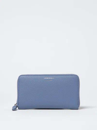 Emporio Armani Deer-print Myea Wallet With Wraparound Zip In Blue