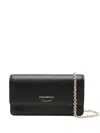 Emporio Armani Wallet On Chain Leather In Black