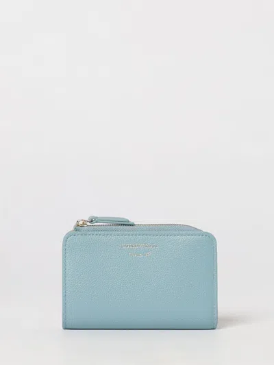 Emporio Armani Grained Leather Wallet In Blue