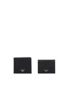 Emporio Armani Black Wallet And Business Card Holder Set In Black