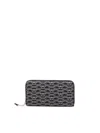 Emporio Armani Zip Around Eagle All Over Wallet In Nero-ecru