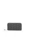 Emporio Armani Zip Around Eagle All Over Wallet In Nero-ecru