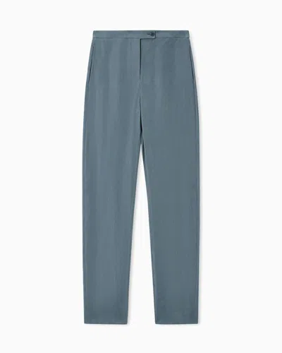 Emporio Armani Washed Twill Trousers In Blue