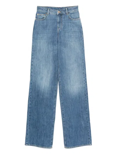 Emporio Armani Washed Wide-leg Jeans In Blue