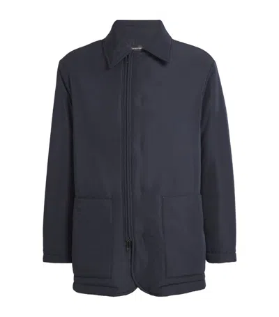 Emporio Armani Water-repellent Caban Jacket In Blue Navy
