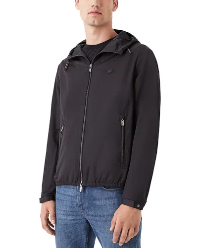 Emporio Armani Water Repellent Hooded Jacket In Blue