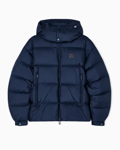 EMPORIO ARMANI WATER-REPELLENT, QUILTED RIPSTOP NYLON HOODED DOWN JACKET