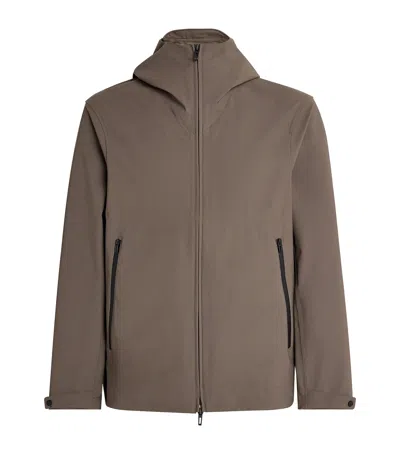 Emporio Armani Water-repellent Travel Essentials Hooded Jacket In Brown