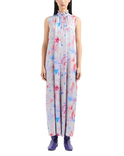Emporio Armani Watercolor Print Jumpsuit In Light Lilac