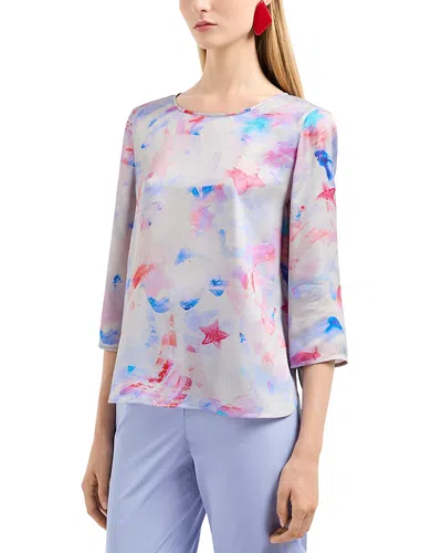 Emporio Armani Watercolor Star Print Top In Light Lilac