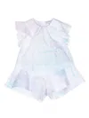 Emporio Armani Watercolour-effect Cotton Shorts In Blue