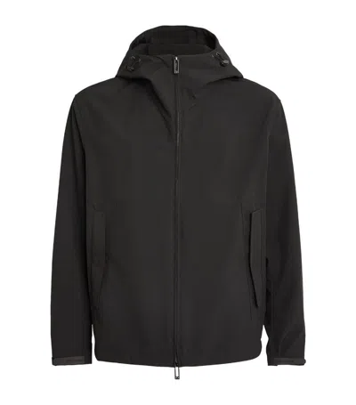 Emporio Armani Waterproof Hooded Jacket In Black