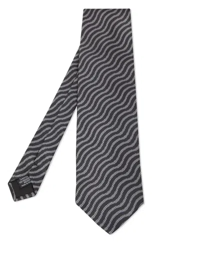Pre-owned Emporio Armani Wave-motif Tie