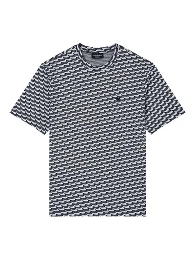 EMPORIO ARMANI WAVE-PATTERN COTTON T-SHIRT