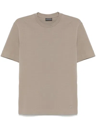 Emporio Armani Light Brown Crewneck Jersey T-shirt In Roasted Cashew