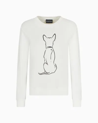 Emporio Armani We Love Dogs #27 French Terry Sweatshirt In White