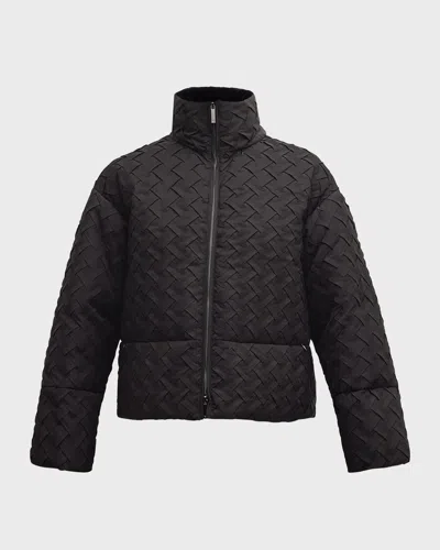 Emporio Armani Basket-weave High-neck Jacket In Black