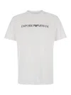 Emporio Armani White And Black Crewneck T-shirt With Writing