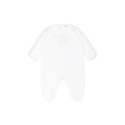 Emporio Armani White Babygrow For Baby Boy With Eagle