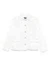 Emporio Armani Cotton Jacket With Collar And Pockets In Neutral