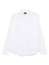 Emporio Armani Cotton Shirt With Button-down Collar And Curved Hem