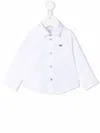 Emporio Armani Logo Stretch-cotton Shirt In Bianco Ottico