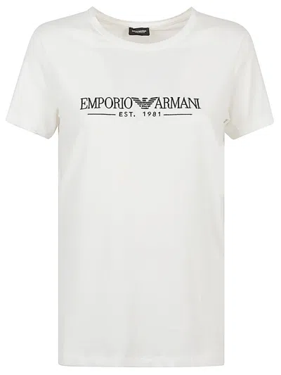 Emporio Armani White Cotton T-shirts And Polos
