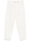 Emporio Armani Cotton Trousers Button Detail In Neutral