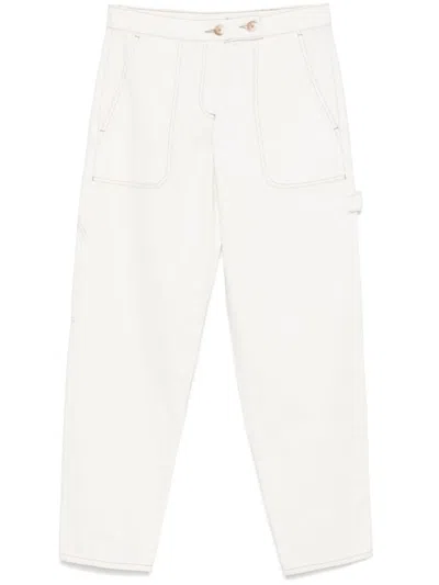 EMPORIO ARMANI WHITE COTTON TROUSERS