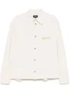 Emporio Armani Point Collar Cotton Jacket With Chest Pocket In Neutral