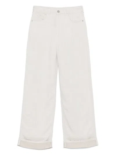 EMPORIO ARMANI WHITE LINEN BLEND WIDE-LEG JEANS