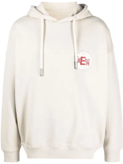 EMPORIO ARMANI WHITE LOGO COTTON HOODIE