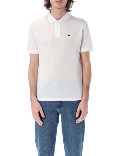 EMPORIO ARMANI WHITE LOGO COTTON POLO SHIRT