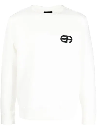 EMPORIO ARMANI WHITE LOGO COTTON SWEATSHIRT